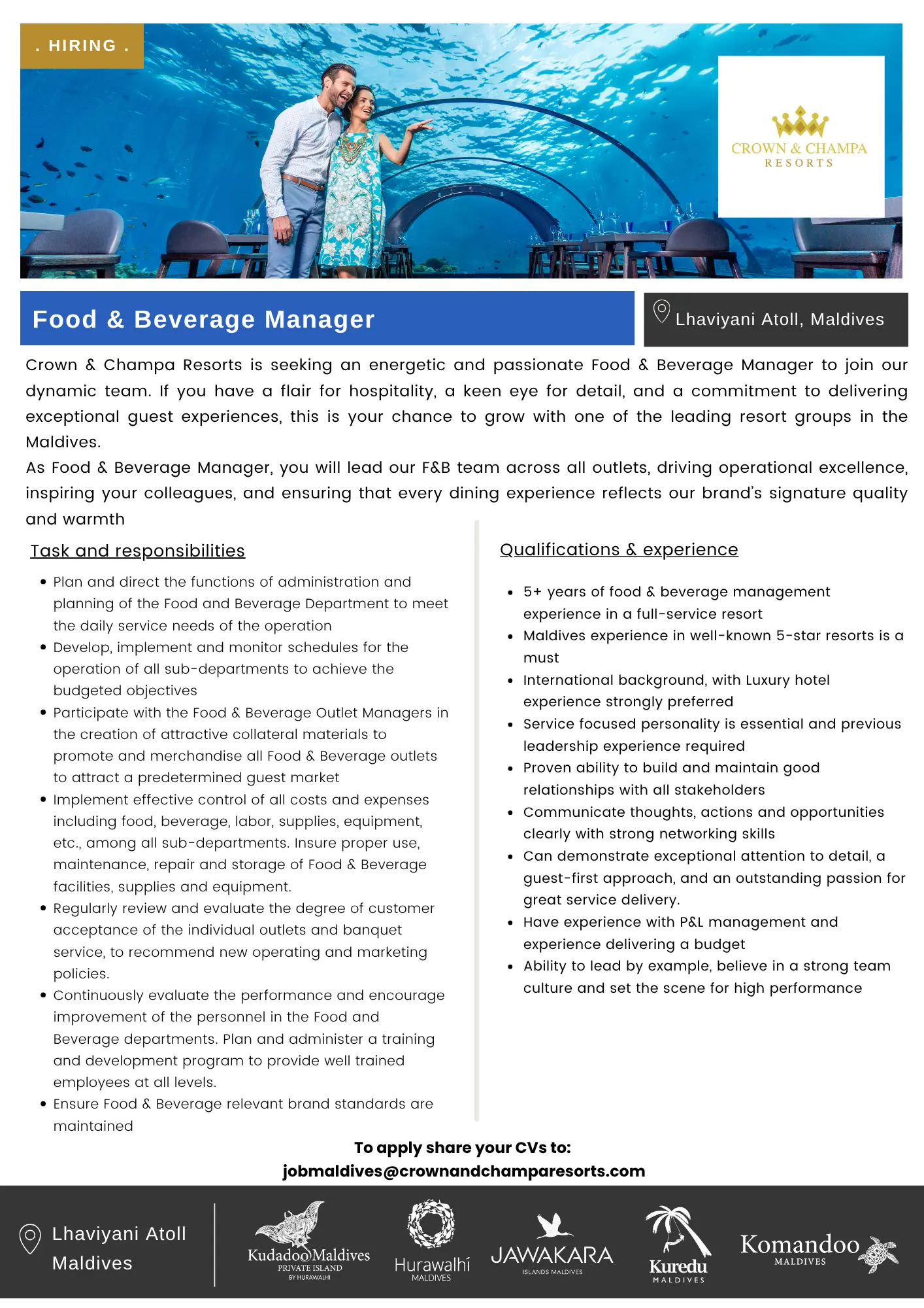 Food & Beverage Manager